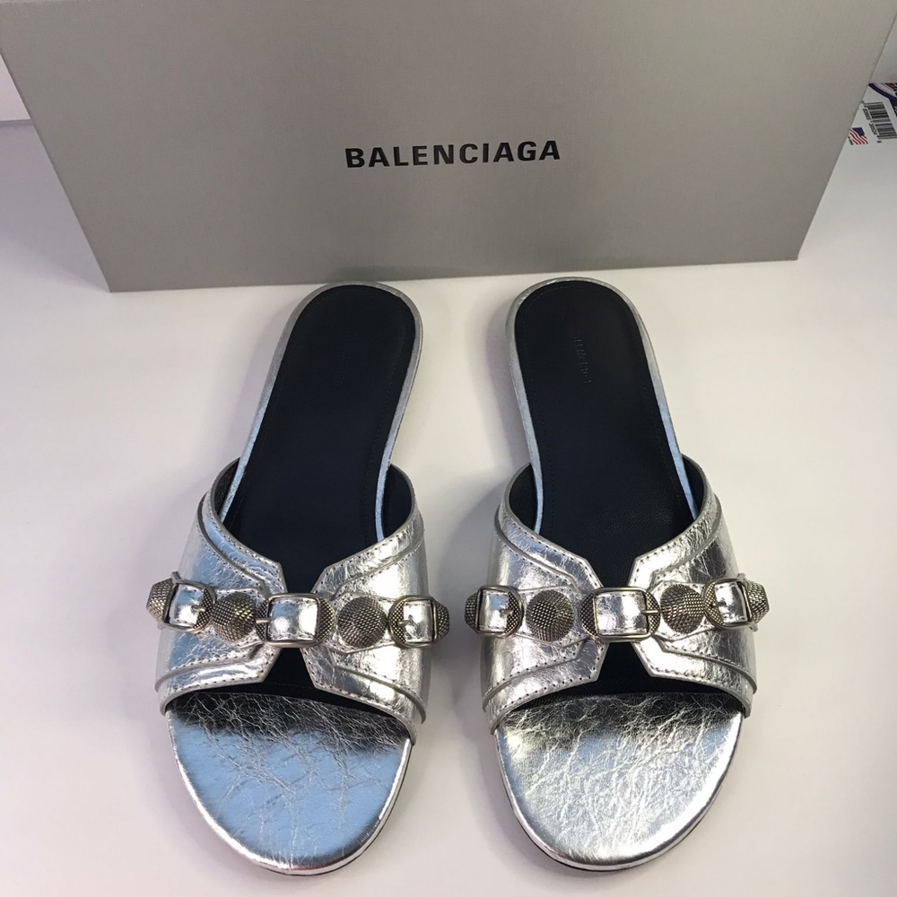 💯 - New Authentic BALENCIAGA Cagole embellished metallic textured-leather sa… - Picture 6 of 15